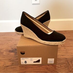 J Crew Black CANVAS ESPADRILLE WEDGES Brand New in Box